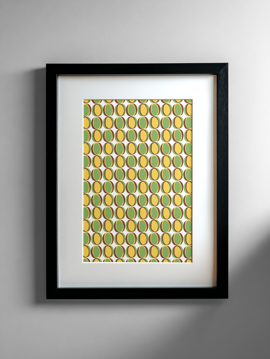Dragons Gaze Wall Print - Mustard, Olive & Brown (A5, A4, A3)