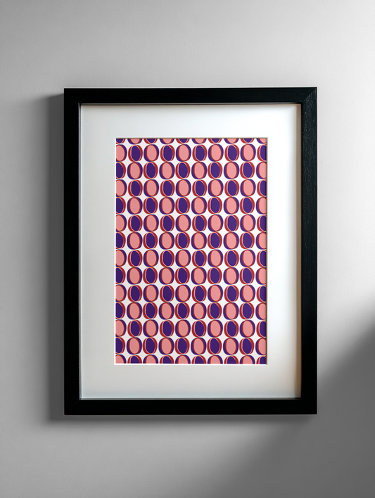 Dragons Gaze Wall Print - Cherry Red, Pink and Blue (A5, A4, A3)