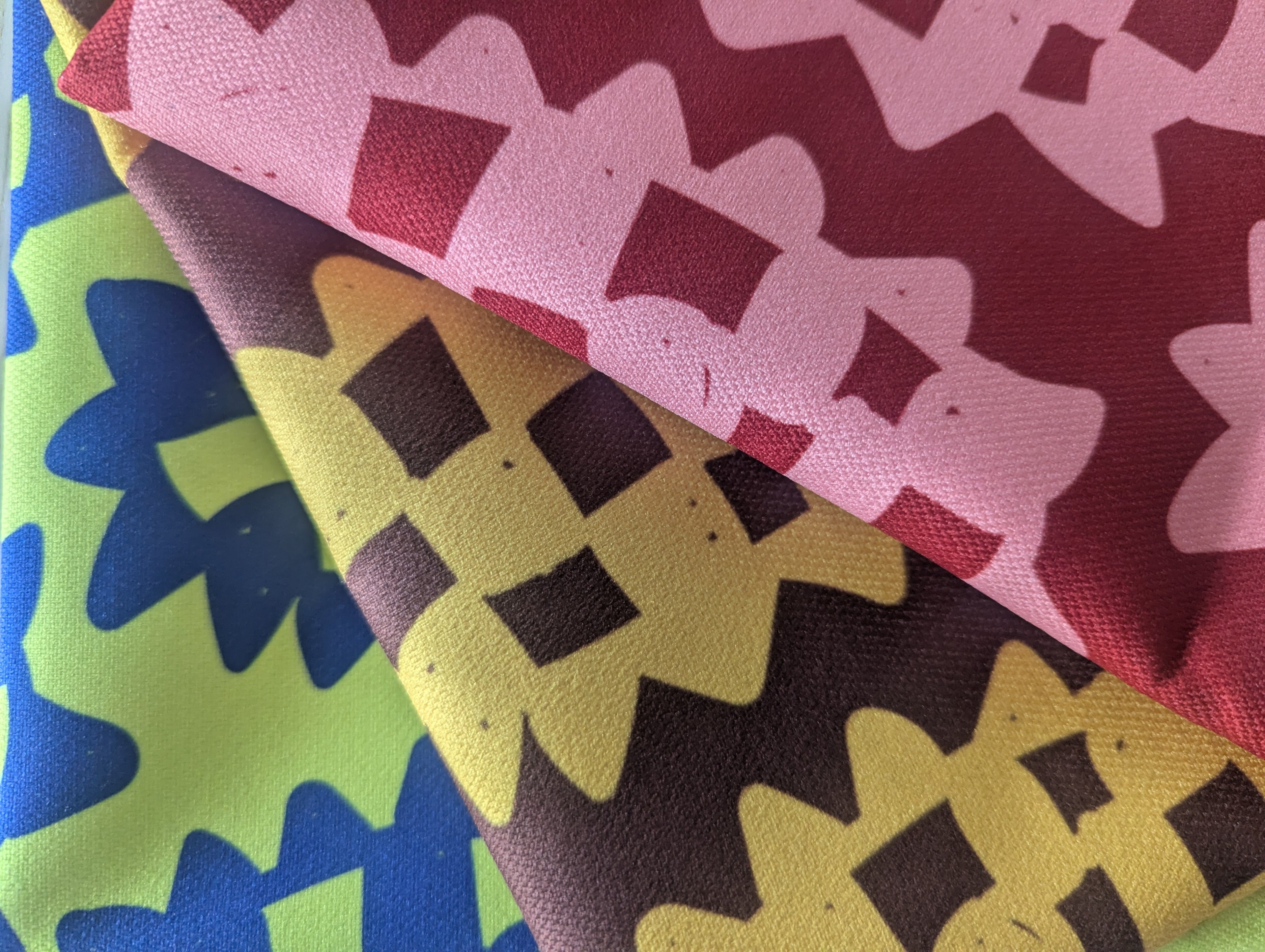Close-up of colorful fabric with geometric patterns