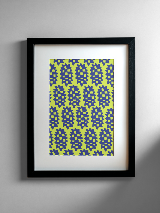 Pixel Pine – Tropical Lime & Navy Print (A5, A4, A3)