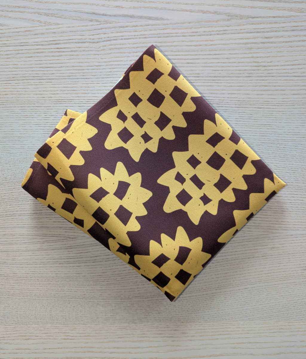 Pixel Pine - Sublimated Golden Yellow & Brown Tea Towel